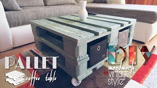 DIY  vintage style pallet coffee table [upl. by Yehs745]