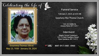 Burial Service  Sosamma Thomas Alice  Video by MAF 917 8686960 [upl. by Ahter696]