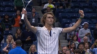 Mischa Zverev vs isner incredible point US Open 2017 [upl. by Sitof732]