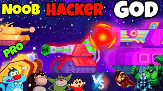 NOOB vs PRO vs HACKER in Tank Stars Game  Oggy Team Vs Avengers Team Tank Fight  Daddy Gaming 4 [upl. by Yerffoeg]