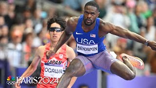 Rai Benjamin in cruise control to open 2024 Paris Olympics with 400m hurdle heat win  NBC Sports [upl. by Nimar]