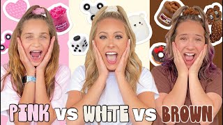 PINK 💗 VS WHITE 🤍 VS BROWN 🤎 NEAPOLITAN SHOPPING CHALLENGE [upl. by Lennie]