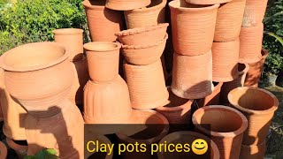 Clay pots rates n sizes at ambala nursery mitti k gamle k prices at road side nursery👍😊 [upl. by Quintana202]