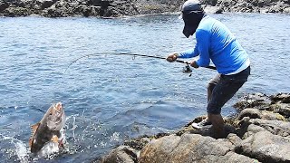 PESCA de CABRILLA con SEÑUELO JIG en las COSTAS del OCÉANO PACÍFICO [upl. by Dolora]