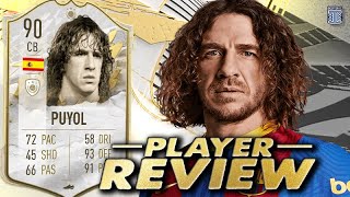 90 SBC MID ICON PUYOL PLAYER REVIEW FIFA 22 ULTIMATE TEAM [upl. by Sitarski]