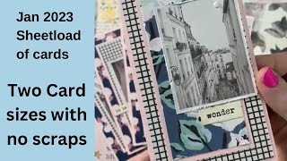 January 2023 Sheetload of Cards Two card sizes No scraps SLCTJan2023 [upl. by Larson]