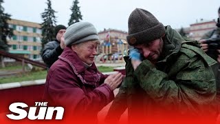 Donetsk and Luhansk released prisoners are reunited with their relatives [upl. by Ahc]