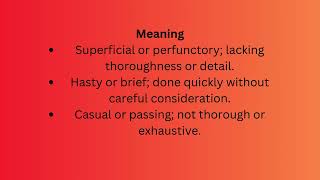 cursory englishlanguage meaning sentences englishvocabulary [upl. by Gale]