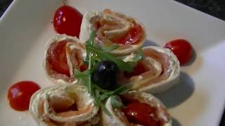 Tasty Smoked Salmon Tortilla Rollups with Herbal Cheese amp Cherry Tomatoes [upl. by Teressa]