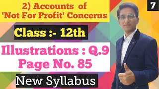 Account of Not for Profit Concerns  illustrations Q9  Page No85  Class 12th  New Syllabus [upl. by Ydarb]