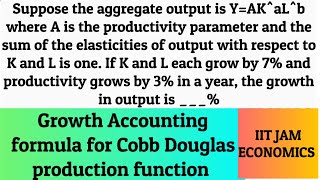 Cobb Douglas production function IIT JAM ECONOMICS iitjameconomics [upl. by Oenire]