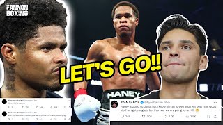 EPIC REACTION DEVIN HANEY CALLED OUT BY RYAN GARCIA amp SHAKUR STEVENSON AFTER PROGRAIS DOMINATION [upl. by Alomeda]