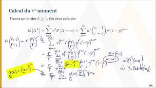 Loi binomiale négative  Calcul des moments [upl. by Aicined]