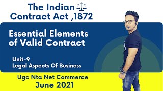 The Indian Contract Act1872  Essential Elements of Valid Contract  Ugc Nta Net Commerce [upl. by Eisso]