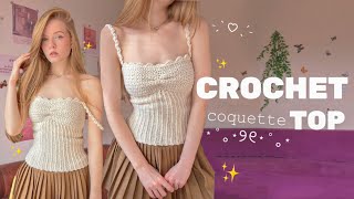 CROCHET coquette TOP ✨  super easy [upl. by Leontina]