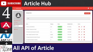 4 Article Hub  All API of ArticleAngular Aspnet  C MSSQL Database JWT Token [upl. by Airekat]