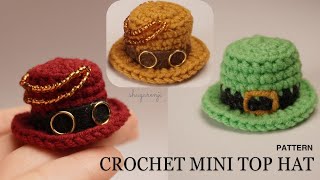 How to crochet mini top hat 💕crochet mini hat pattern [upl. by Sikko]