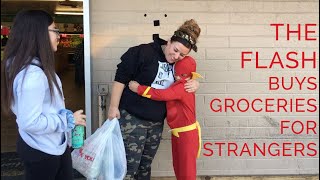 Kid Flash pays for peoples groceries Kid Superheroes doing Acts of Kindness Watch the outtakes [upl. by Dlareg901]