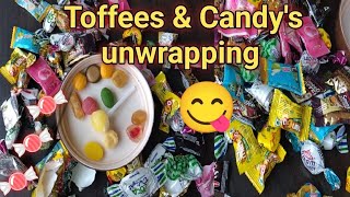 Toffee and Candy unwrapping 🍬🍬। Toffees🍬। Candys 🍬😋 [upl. by Bui248]