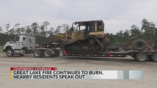 Crews continue to battle Croatan National Forest fire residents speak out [upl. by Joseito375]