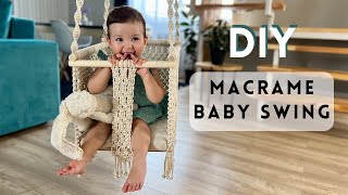 DIY Macrame Baby Swing Tutorial │ Macrame Hanging Chair Tutorial │ boho swing for a baby [upl. by Rennob691]