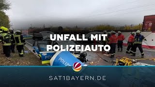 Unfall mit Polizeiauto bei Retzbach Drei Menschen schwerverletzt [upl. by Rowena689]