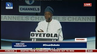 Osun Debate Pt8  Oyetola Defends Aregbesolas Same School Uniform Policy [upl. by Lovato420]