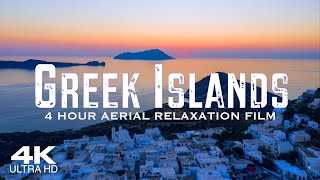 4K GREEK ISLANDS 🇬🇷 4 Hour Aerial Drone Film 🎵 Study amp Work Ambient Piano Relaxation GREECE [upl. by Eleanora552]