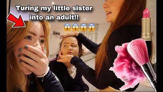 TURNING MY 11 YEAR OLD SISTER INTO AN ADULT SHOCK MAKEOVER 😱😱 [upl. by Freud615]