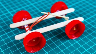 How To Make a Mini Rubber Band Car SIMPLE CAR TOY [upl. by Ray367]