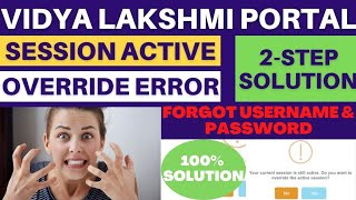 Forgot Password  Invalid Username  100 Solution  Vidya Lakshmi Portal 2022 [upl. by Nnylyahs]