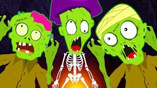 Five Funny Zombies Jumping On The Grave  Zombie Family  Funny Halloween Songs For Children [upl. by Lekkim]