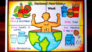 National Nutrition Week Poster Drawing  Nutrition Week Poster  Eat Healthy  Healthy Diet Chart [upl. by Airdnaid423]