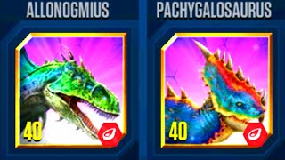 ALLONOGMIUS VS PACHYGALOSAURUS  JURASSIC WORLD THE GAME [upl. by Acsirp]