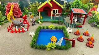 DIY how to make mini Cattle Farm Riverside  House of Animals  Animal Farm Diorama [upl. by Engelbert738]