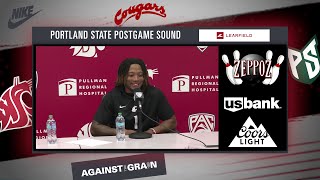 WSU Football quotMy first career pick 6quot  DB Stephen Hall Portland State Postgame  83124 [upl. by Dyrraj]