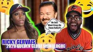 Ricky Gervais Golden Globes MonologueRickey went CRAZY on them folks BLACK COUPLE REACTS [upl. by Dona]