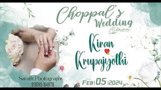 CHOPPALA’S WEDDING  KIRAN weds KRUPAJYOTHI  SARATH PHOTOGRAPHY 9908584878 RAMARAJU LANKA [upl. by Ishii]