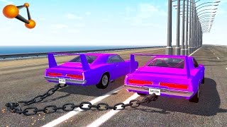 BeamNGdrive  Chained Cars against Bollard 2 [upl. by Kataway491]