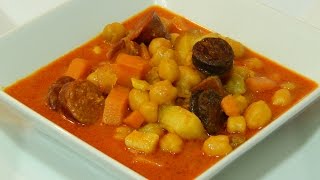 Garbanzos estofados con chorizo receta fácil [upl. by Nilyad301]