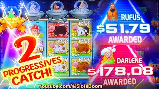 LIVE BONUSES 2 PROGRESSIVES CATCH on INVADERS ATTACK FROM THE PLANET MOOLAH  CASINO SLOTS [upl. by Ailerua995]