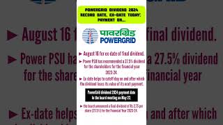 Power grid exdate of final dividend  power grid share latest news  power grid share news shorts [upl. by Chantalle]