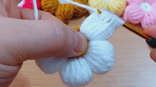 Wow very beautiful balloon leaf easy daisy crochet tığ işi balon yapraklı papatya [upl. by Tibbetts827]