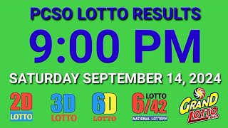 9pm Lotto Results Today September 14 2024 ez2 swertres 2d 3d pcso [upl. by Kaitlin]