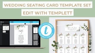 Edit with Templett V2  Wedding Seating Card Template Set tutorial [upl. by Boor812]