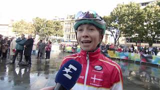 Cecilie Uttrup Ludwig  interview at the start  Womens RR  Yorkshire WCh 2019 [upl. by Bogart]