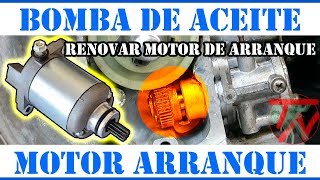 Cambiar BOMBA de ACEITE y MOTOR de ARRANQUE moto 🛵♻ [upl. by Noyek]