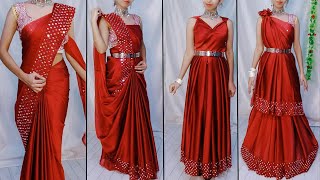 5 ELEGANT DRAPING OF PLAIN SAREEGOWN STYLE SAREE DRAPINGSTEP BY STEPHINDIGLAMBEAUTYYS [upl. by Yeloc]