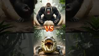 Gorilla Fights💥 animals shorts gorillatag gorilla fighting cute youtubeshorts ai crocodile [upl. by Adnocahs]