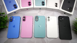 iPhone 16 in All Colors Ultramarine Teal Pink Black amp White Comparison [upl. by Rey115]